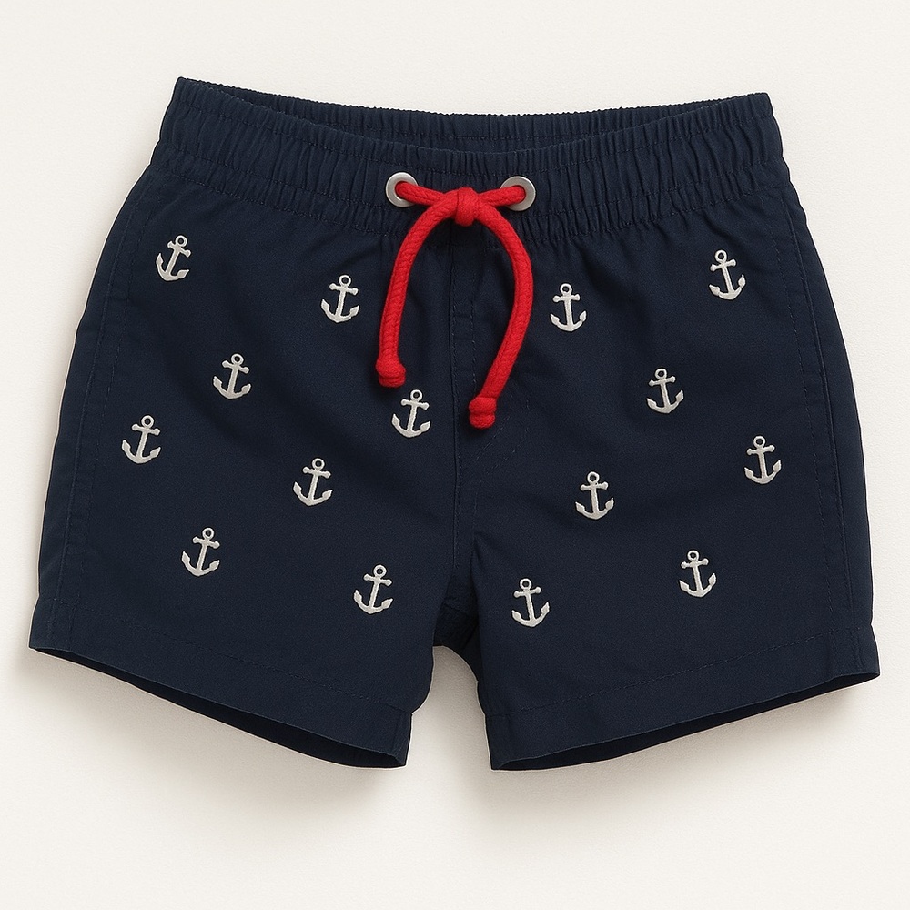 GAP Navy Anchor Swim Trunks with Red Drawstring Size 12 Months Baby Toddler